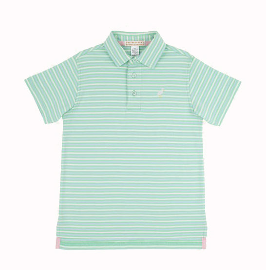 Grace Bay Green Stripe Prim and Proper Polo by The Beaufort Bonnet Company