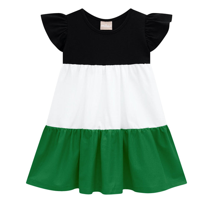 Milon Black / Green / White Tiered Dress