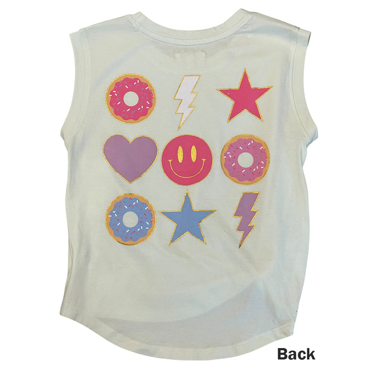 Knot Front with Back Happy Face Donuts Shirt by Paper Flower