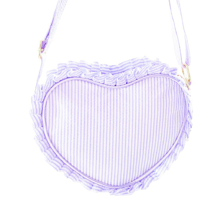 Bits & Bows Heart Purse - Lavender Seersucker