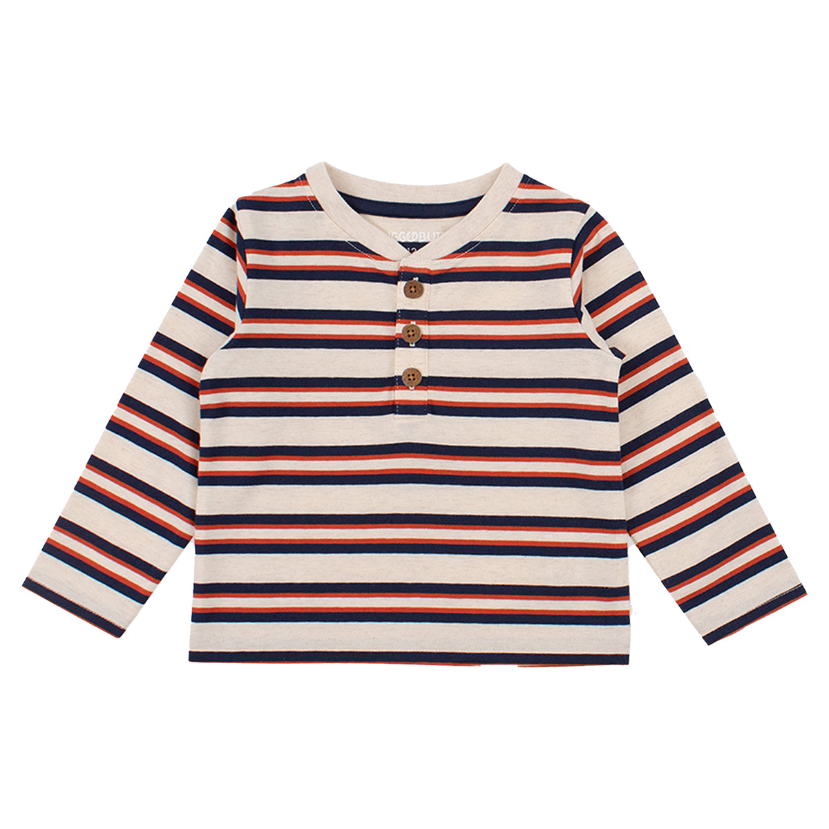 Heather Oatmeal / Rust Stripe Long-Sleeve Henley Shirt by RuggedButts