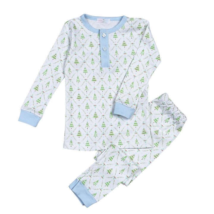 Blue Holly Night Pima Pajamas by Baby Loren