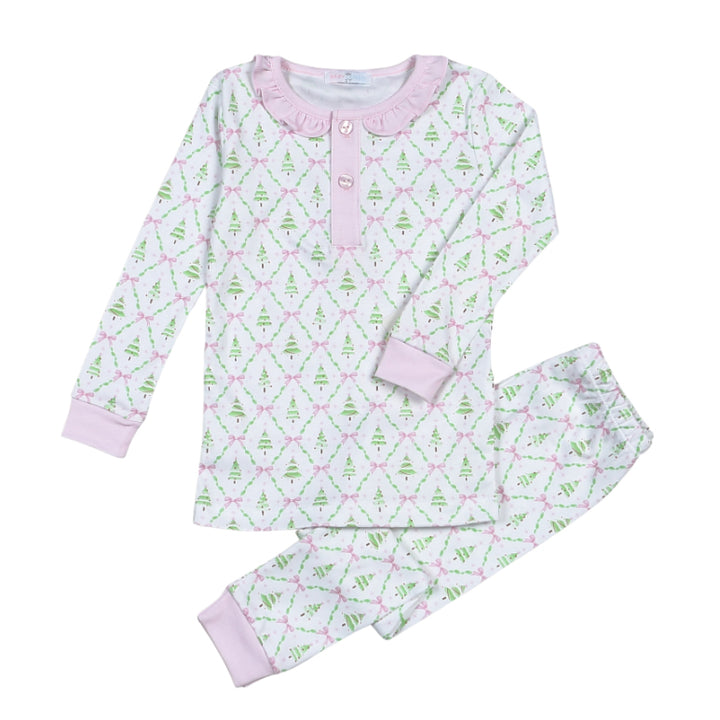 Pink Holly Night Pima Pajamas by Baby Loren