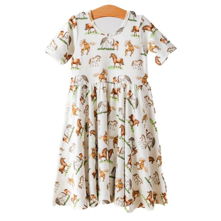Saddle Up Horses Cotton Twirl Dress by Nola Tawk