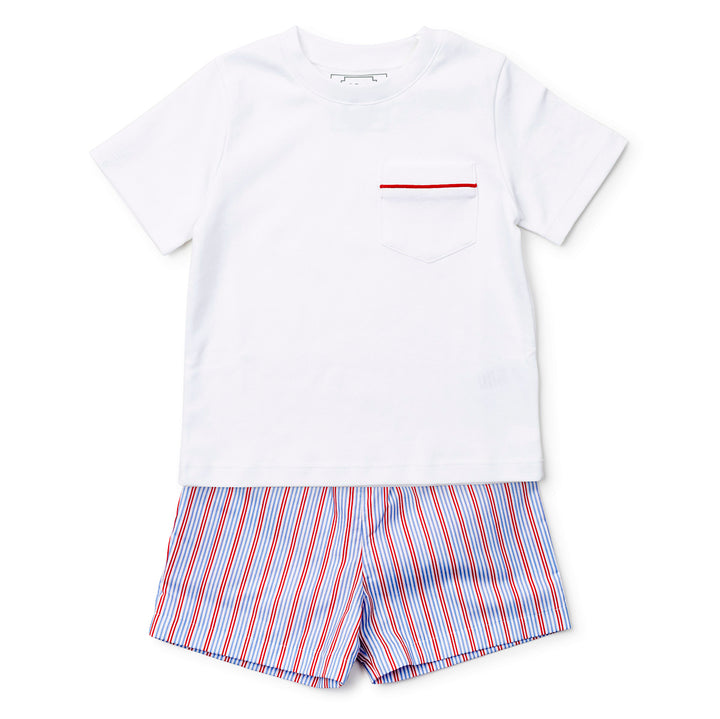 Patriotic Stripe Hudson Boy's Short Set by Lila & Hayes