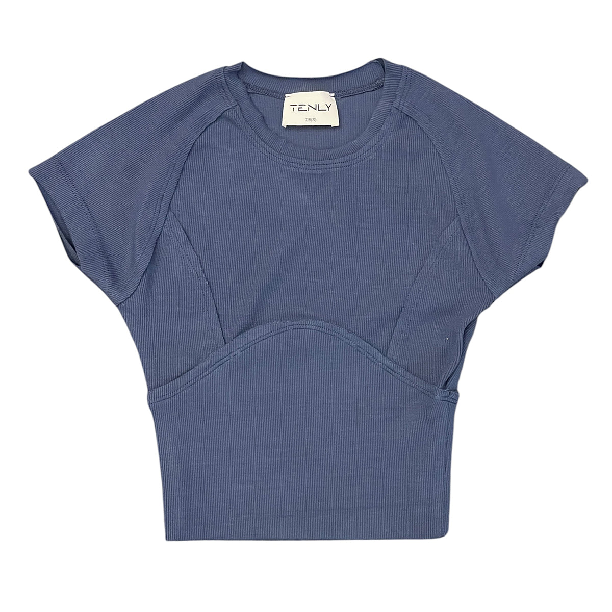 Indigo Storm Ribbed Cap-Sleeve Top by Tenly