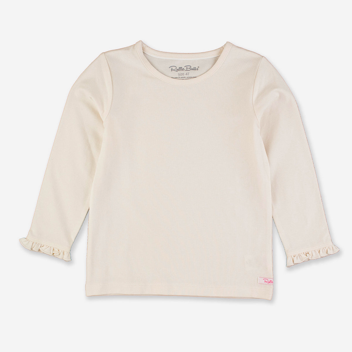 Ivory Knit Long-Sleeve Ruffle Layering Tee by RuffleButts