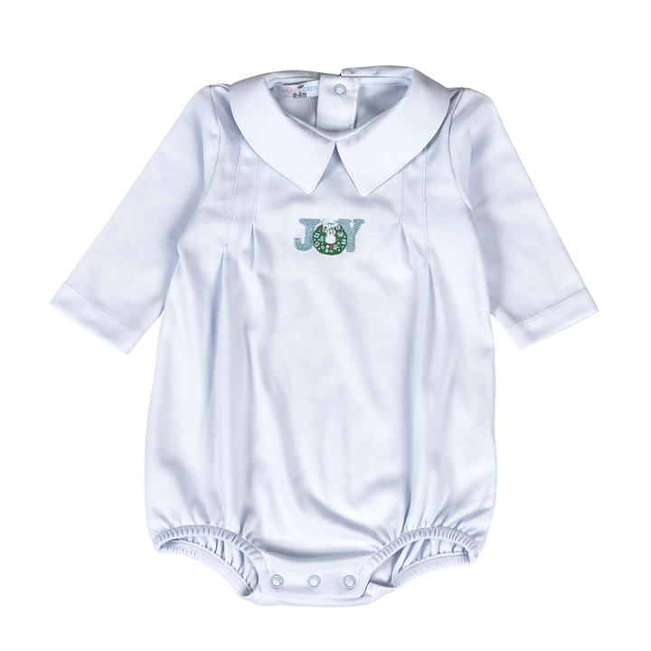 Christmas Joy Blue Pima Bubble by Baby Loren