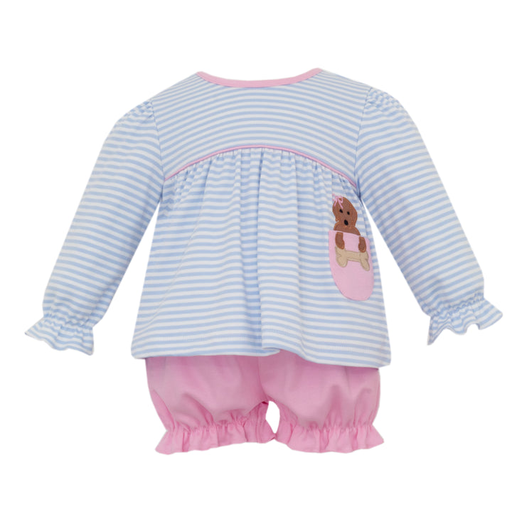 Labrador Blue Stripe Bloomer Set by Claire & Charlie