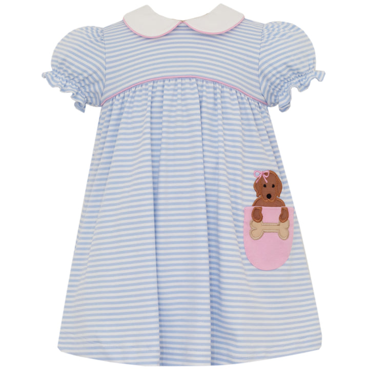 Labrador Blue Stripe Dress by Claire & Charlie