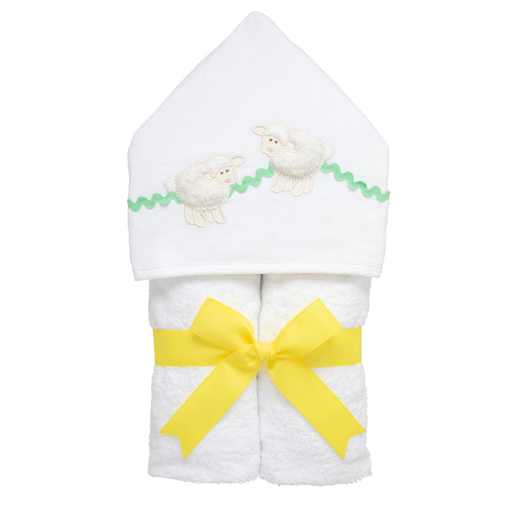 Lamb Applique Everykid Hooded Towel by 3 Marthas