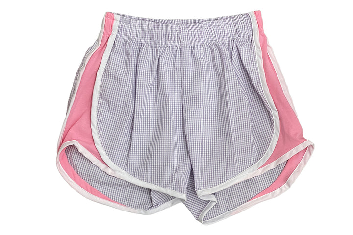 Color Works Lavender Check Shorts w/ Pink Sides