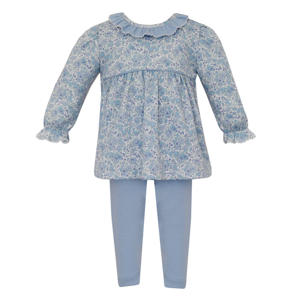 Joy Blue Liberty Knit Tunic Set with Blue Leggings by Petit Bebe