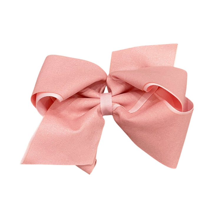 Light Pink Shimmer with Grosgrain Overlay Bow by Wee Ones (2 sizes)