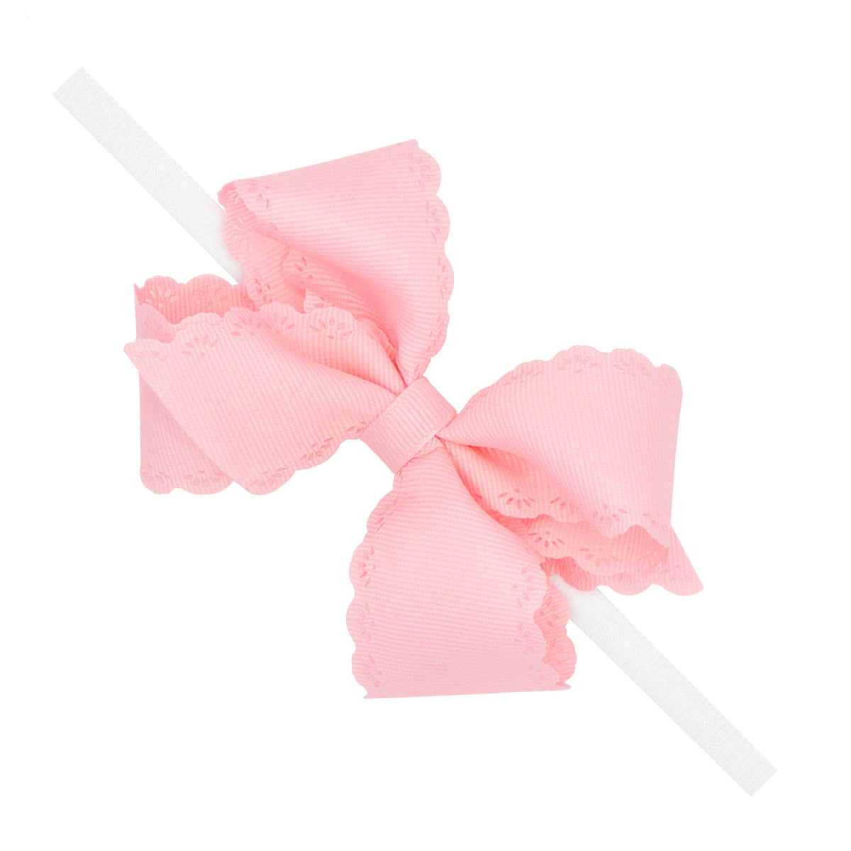Light Pink Eyelet Embossed Bow on Nylon Band by Wee Ones
