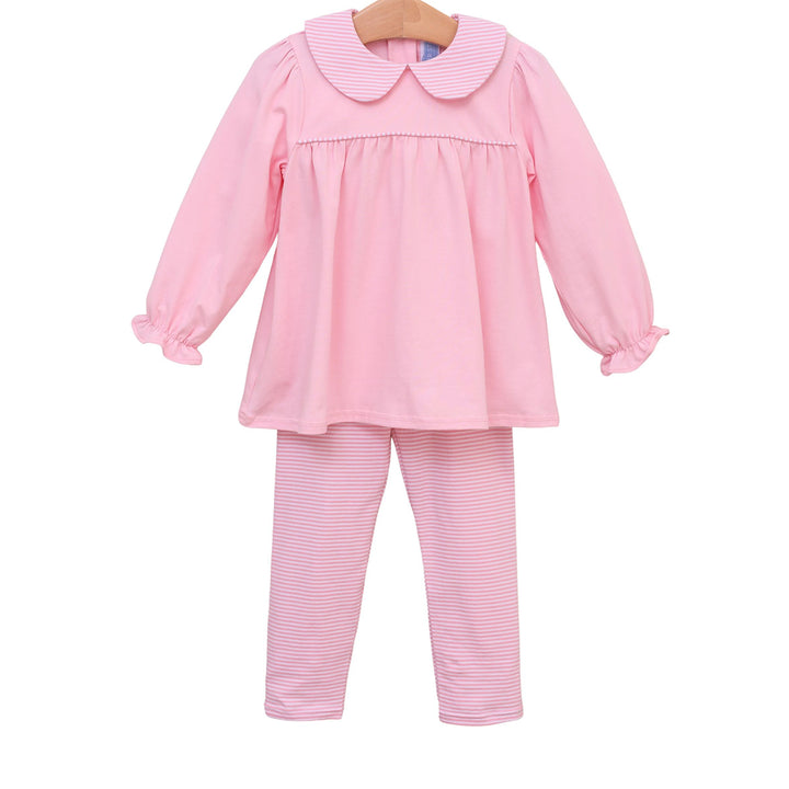 Light Pink Stripe Abigail Pant Set by Trotter Street Kids