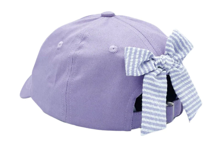 Lavender with Lavender/White Seersucker Bow Baseball Hat by Bits & Bows