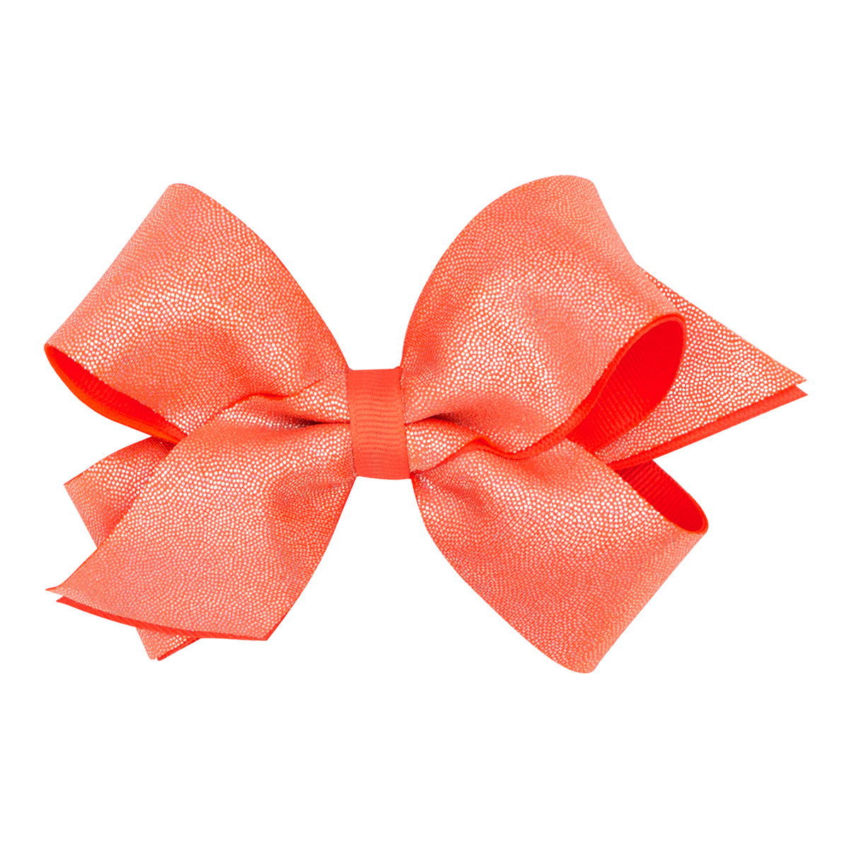 Living Coral Mirror Dot and Grosgrain Overlay Bow by Wee Ones (2 sizes)