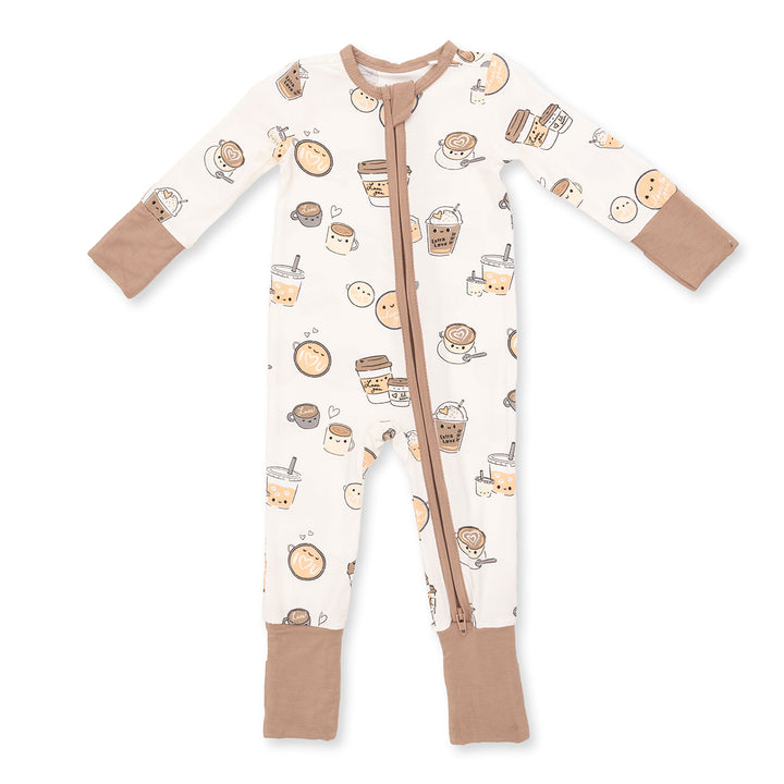 Love You a Latte Zipper Romper by Angel Dear