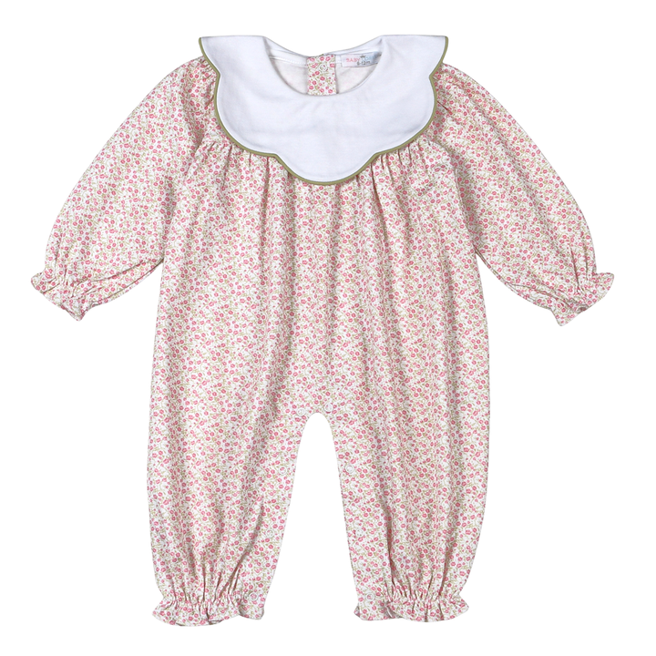 Melody Floral Scallop Collar Romper by Baby Loren