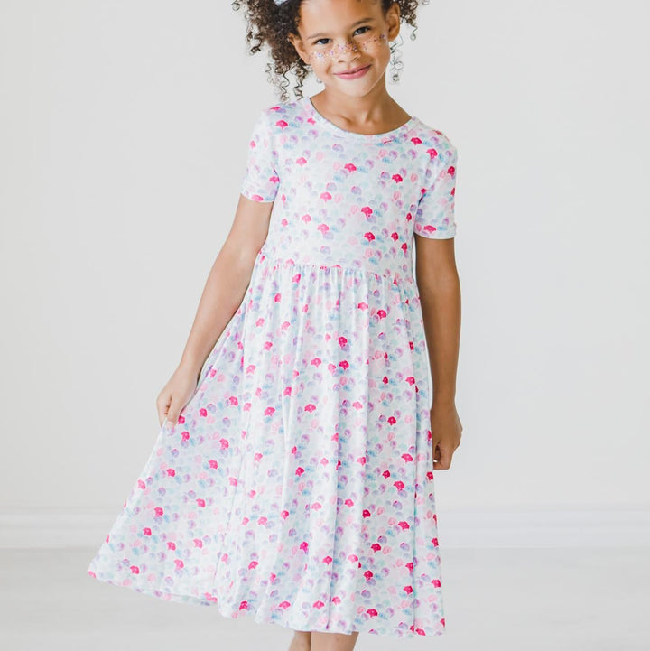 Mermaid Scales Short-Sleeve Pocket Twirl Dress by Mila & Rose