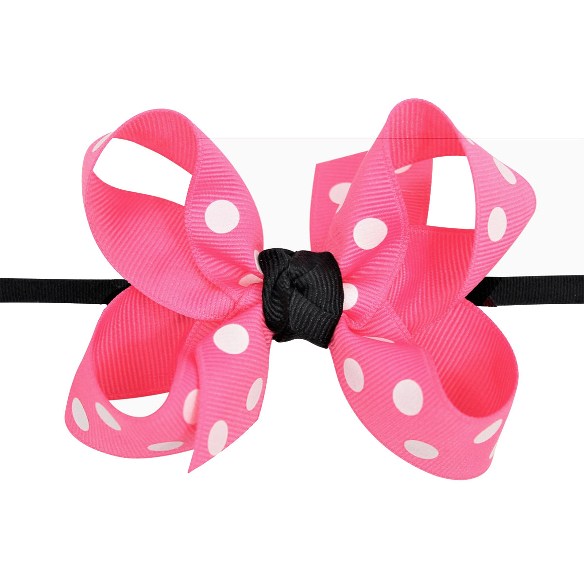 Pink Polka Dots Bow on Pantyhose Headband by Beyond Creations