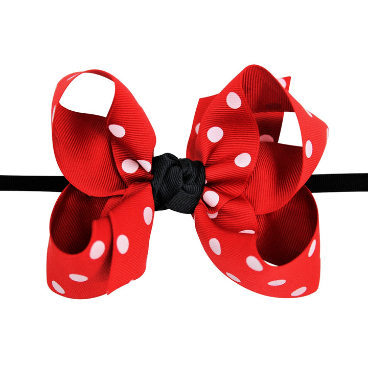 Red Polka Dots Bow on Pantyhose Headband by Beyond Creations