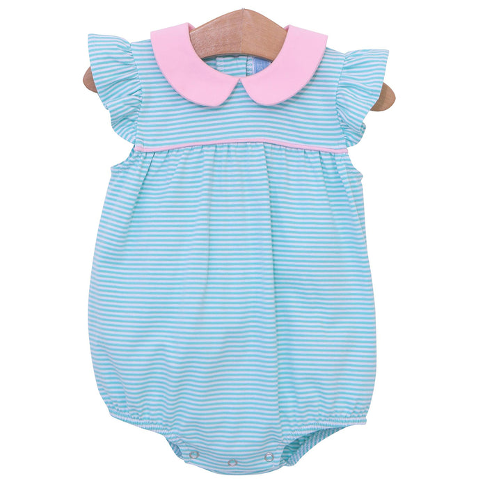 Trotter Street Genevieve Bubble - Mint Stripes with Pink Trim