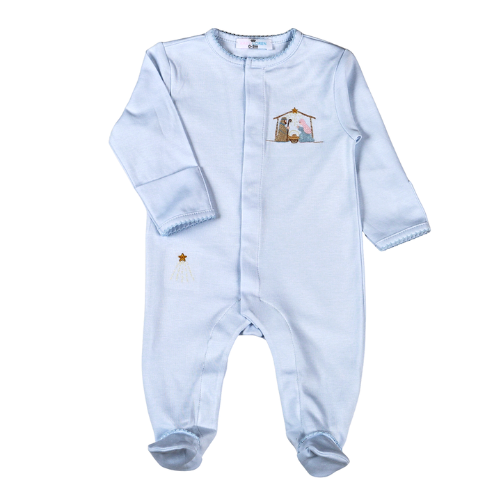 Nativity Blue Footie by Baby Loren