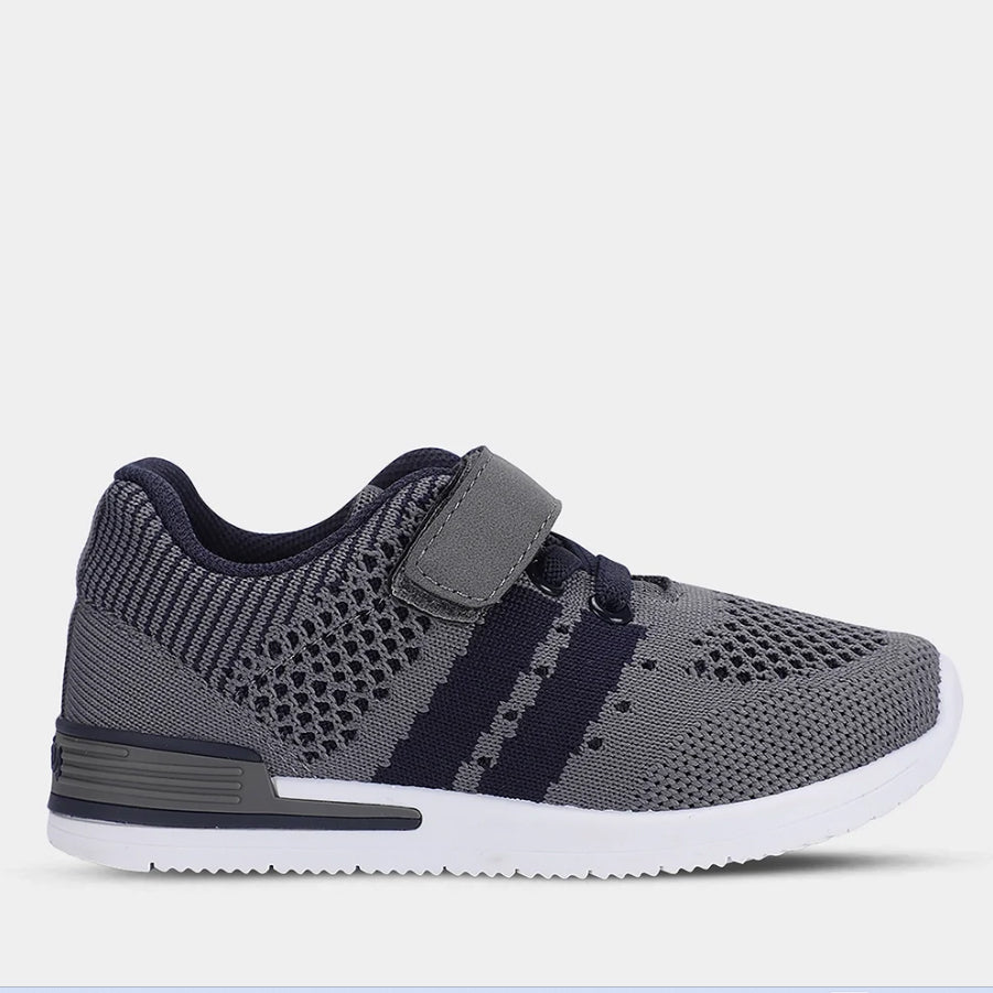 Gray / Navy Wynn Sneakers with Hook & Loop Closures by Oomphies