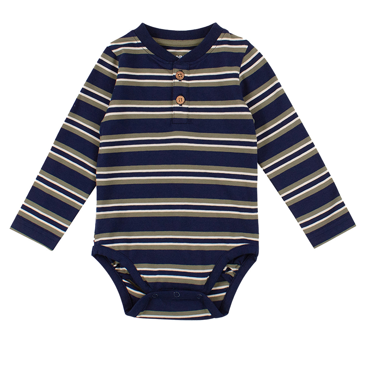 Navy / Olive Stripe Long-Sleeve Knit Henley Tee by RuggedButts