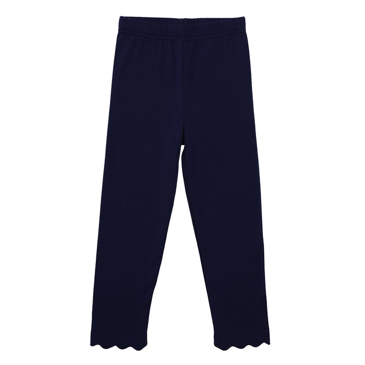 Navy Scallop Leggings by Trotter Street Kids