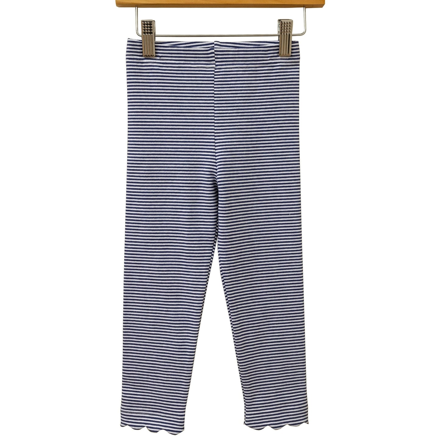 Navy Stripe Scallop Leggings by Trotter Street