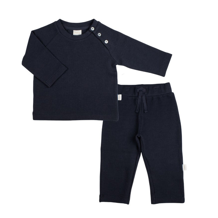 Navy Waffle Knit Lounge Set by Paty