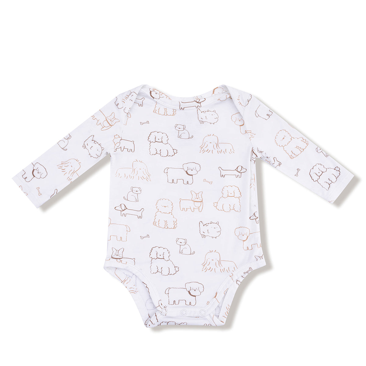 Neutral Pups Lap Shoulder Bodysuit by Angel Dear