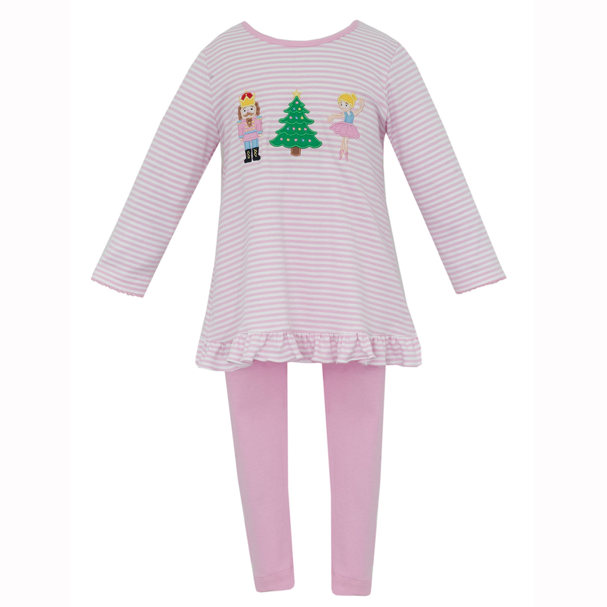 Nutcracker Knit Pink-Stripe Tunic / Leggings Set by Claire & Charlie