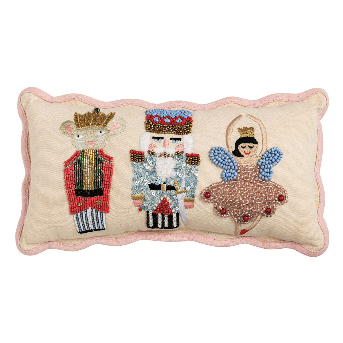Nutcracker Mini Beaded Pillow by Mud Pie