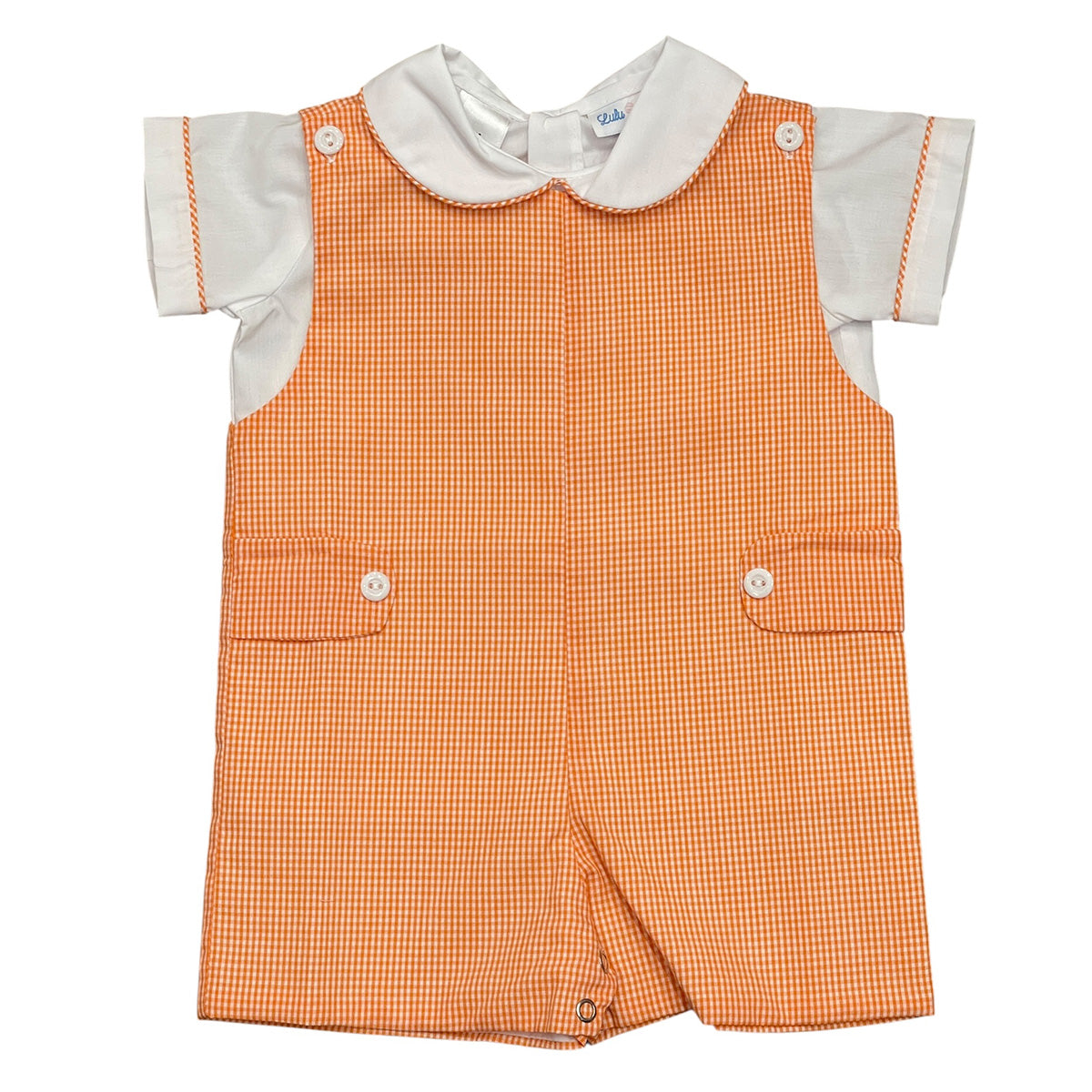Orange Check Shortall with Shirt by LuLu BeBe