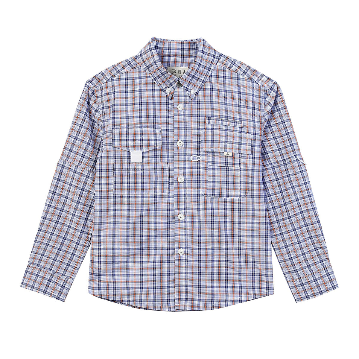 Orange / Navy / White Plaid Fishing Shirt by Me & Henry
