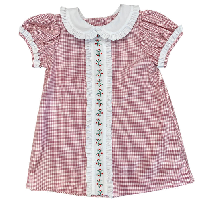 Anvy Kids Red Windowpane Dress with Holly