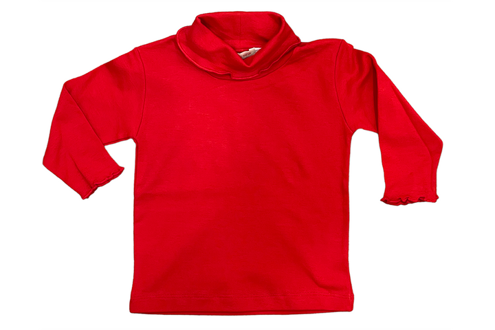 Deep Red Lettuce-Edge Turtleneck by Luigi