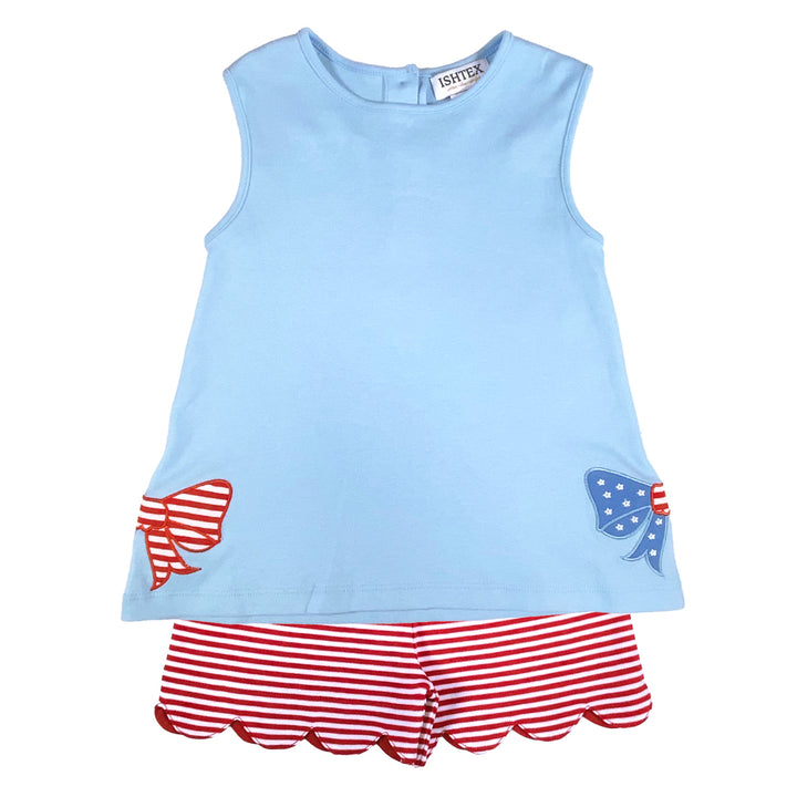 Patriotic Bows Girl's Short Set by Ishtex