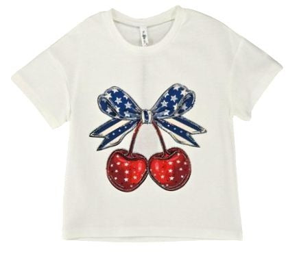 Patriotic Cherries Rhinestone Tee by ML Kids