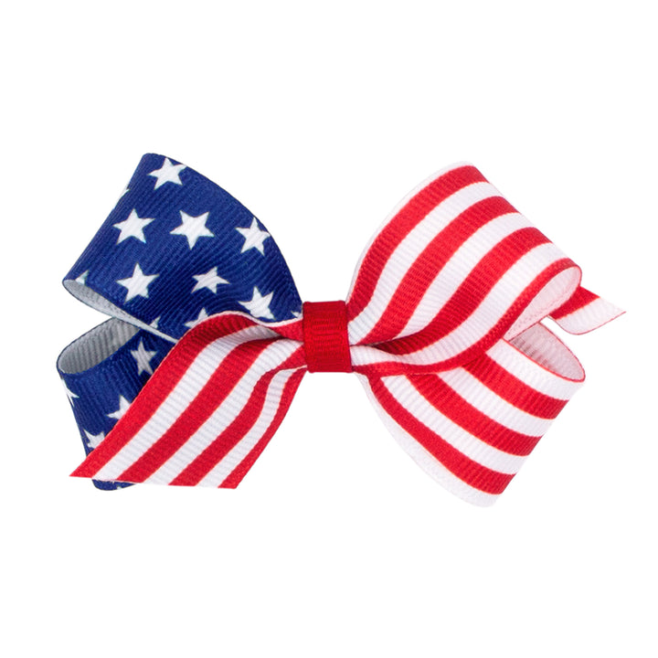 Patriotic Stars / Stripes Print Grosgrain Bow by Wee Ones (3 Sizes)