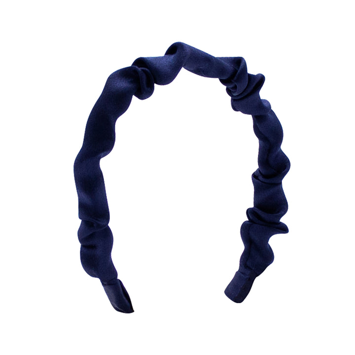 Peacoat Satin Ruffled Headband by Wee Ones