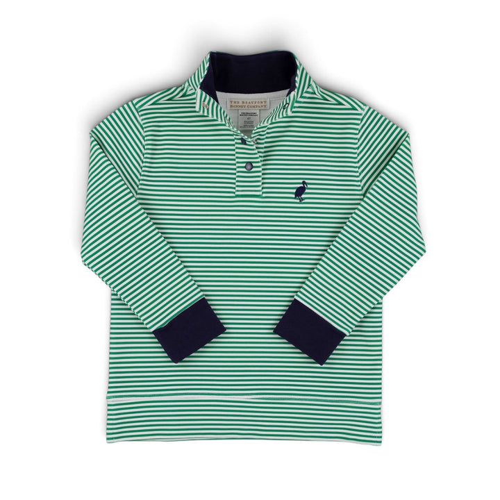 Kiawah Kelly Green Stripe Pendleton Popped Collar by The Beaufort Bonnet Company