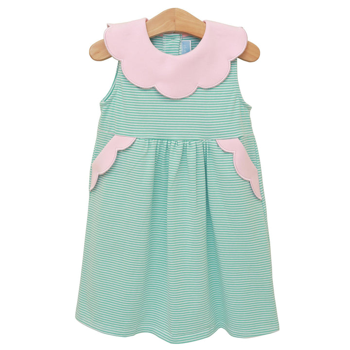 Mint Stripe / Light Pink Penelope Dress by Trotter Street Kids