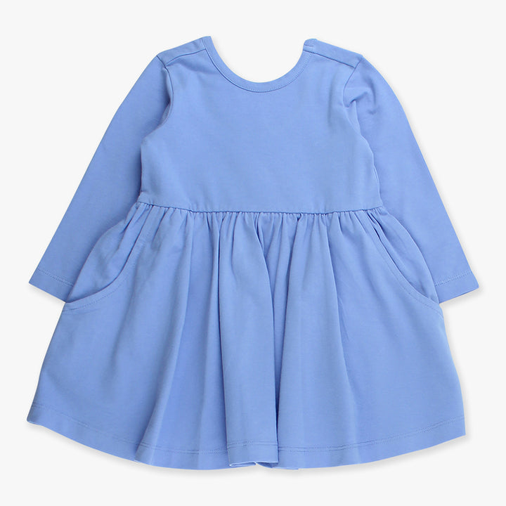 Periwinkle Long-Sleeve Knit Twirl Dress with Bow by RuffleButts