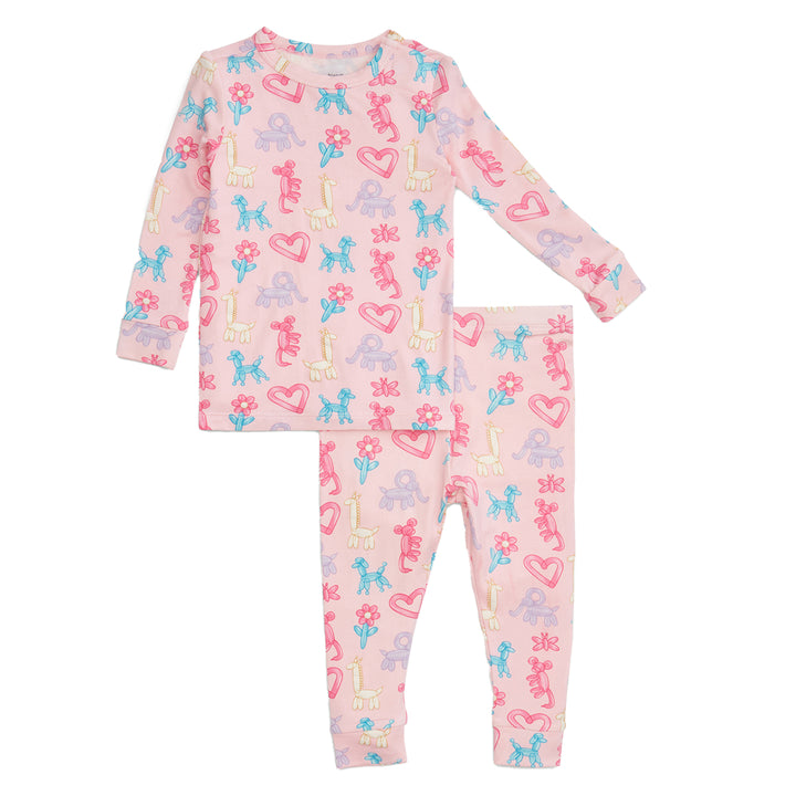 Pink Balloon Party Animal Modal Long Sleeve Pajama Set by Magnetic Me