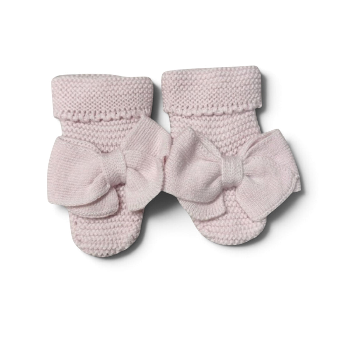 Pink Foldover Booties with Bow by Mi Lucero
